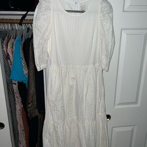 a new day White Long Sleeve Eyelet Dress